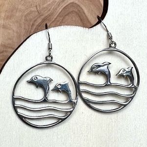 Dolphins out of the sea Sterling Silver Earrings
